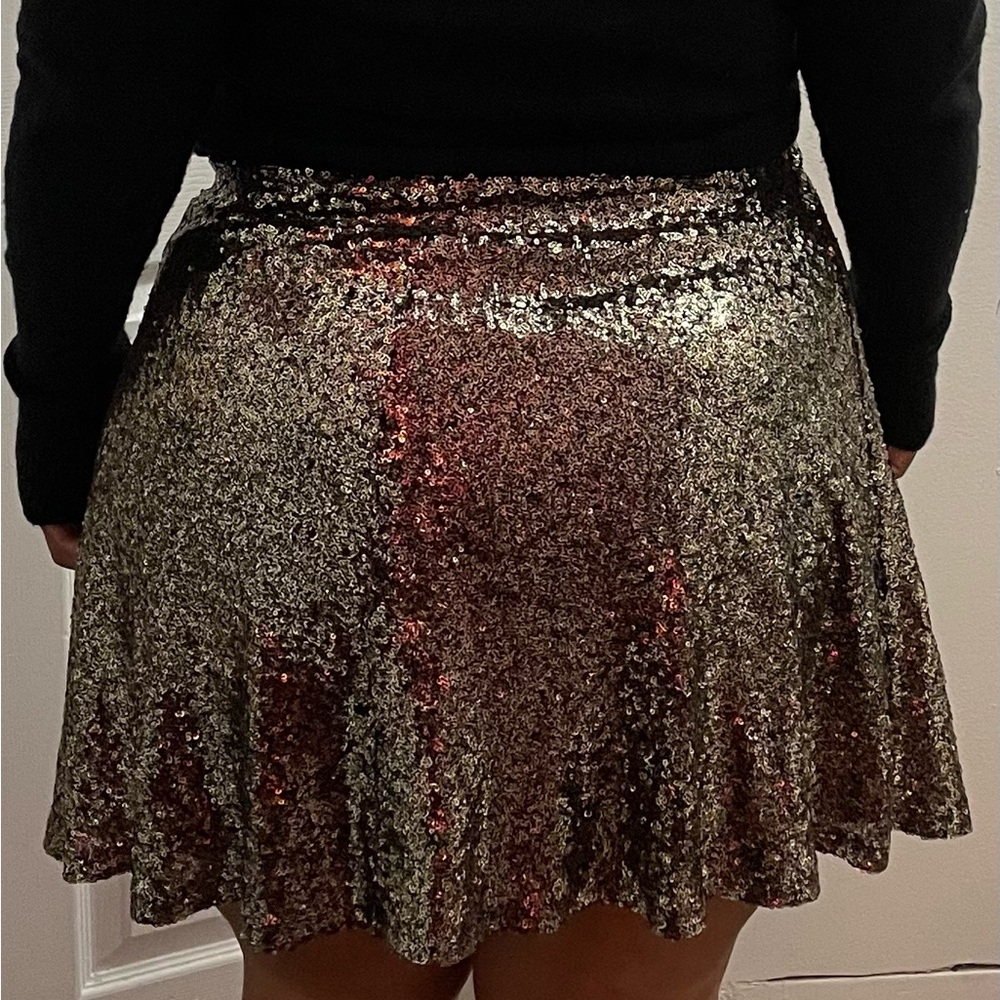 Glamorous Sequin Mini Skirt - Black and Gold
